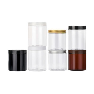 Good price Barattoli di plastica di stoccaggio dell'ANIMALE DOMESTICO di Amber Clear con il coperchio a vite di plastica di alluminio in linea