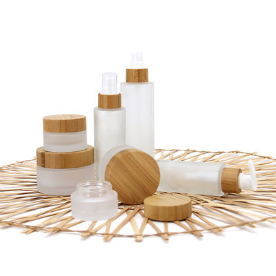 Good price Barattolo di bambù d'imballaggio cosmetico di bambù del cosmetico della crema del coperchio dei contenitori cosmetici di vetro in linea