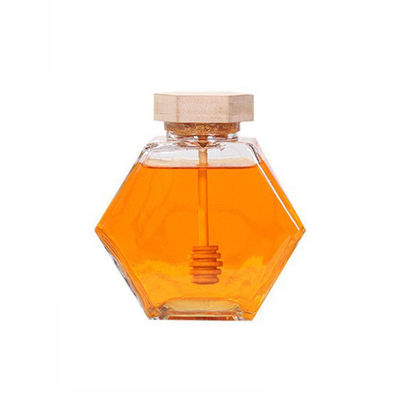 Good price Esagono di legno Honey Jar Transparent di vetro di Oz 13.4oz del coperchio 12 in linea
